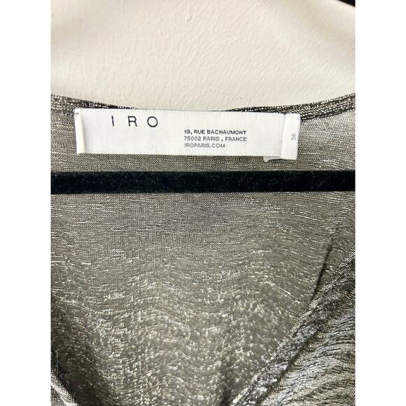 IRO Wide Shimmer Sheer Plunging Neck Blouson Mini Dress Black Women's 36 / US 4 - Picture 4 of 6